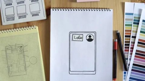 The web developer makes the layout of the website on his notebook. Stock Footage 83202622