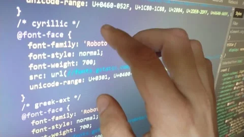 Web developer monitoring code program script on the computer screen. Stock Footage 237429152