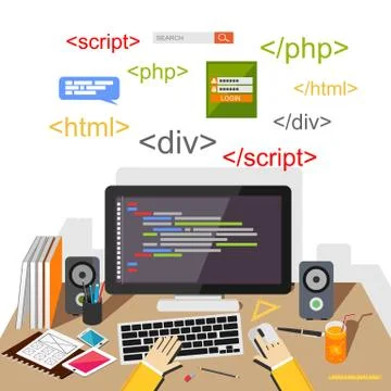 Web developer or programmer concept illustration. Stock Illustration