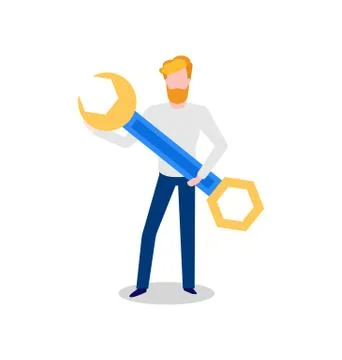 Web Developer, Programmer Holding Instrument Tool 스톡 일러스트