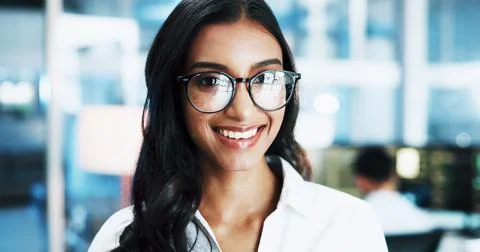 Web developer, smile and portrait of woman in office for software system or 스톡 사진