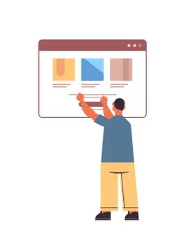 Web developer testing new app features application development software Stock Illustration