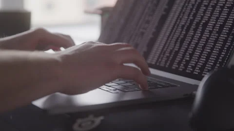 Web Developer Typing Code on His Laptop Vidéo 208785079