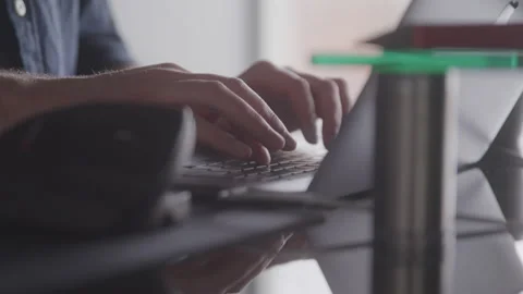 Web Developer Typing Code at His Desk Stock Footage 208785166