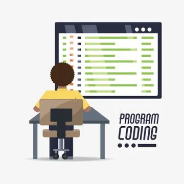 Web developer working on computer programming coding Stock Illustration