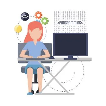 Web developer working on computer programming coding 스톡 일러스트