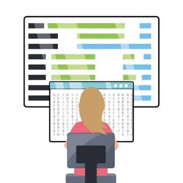 Web developer working on computer programming coding Stock Illustration