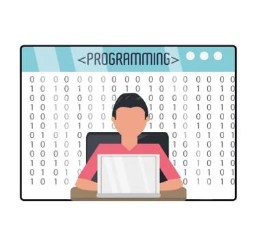 Web developer working on computer programming coding 스톡 일러스트