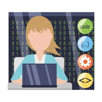 Web developer working on computer programming coding Stock Illustration