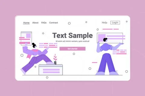 Web developers creating program code development of software and programming Stock Illustration