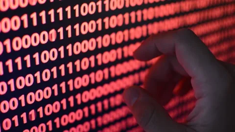 Web developer's hand analyzing the script of a program on his laptop. Stock Footage 211333897