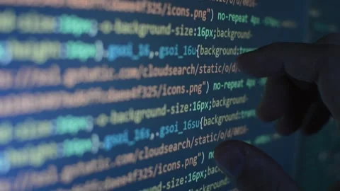 Web developer's hand programming code of software. software development. Stock Footage 245479759