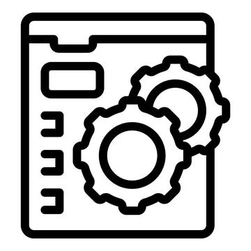 Web developing process with two gears working on website page interface Illustrazione stock