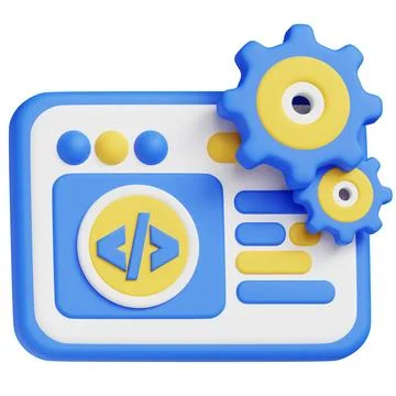 Web Development 3D Icon: Ideal for business, technology, websites, apps, 스톡 사진