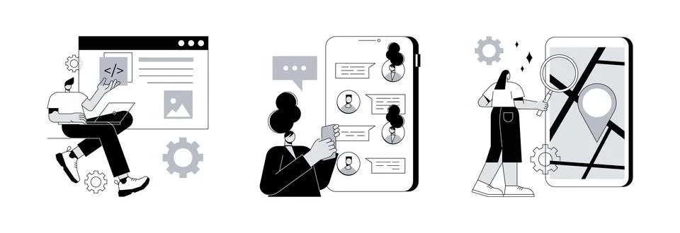 Web development abstract concept vector illustrations. 스톡 일러스트