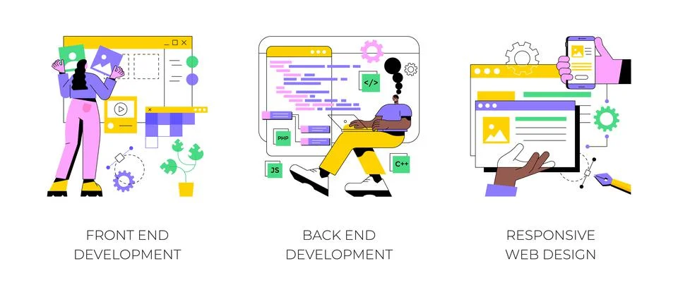 Web development agency abstract concept vector illustrations. Illustrazione stock