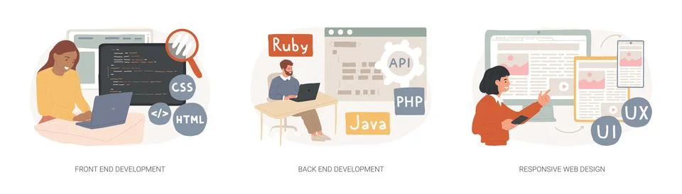 Web development agency isolated concept vector illustration set. Stock-Illustration