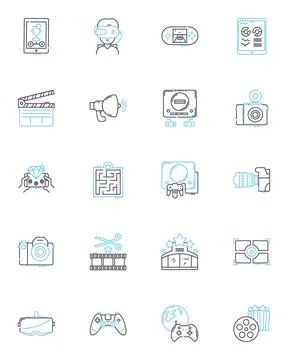 Web development agency linear icons set. Web design, Coding, Programming, HTML Stock Illustration