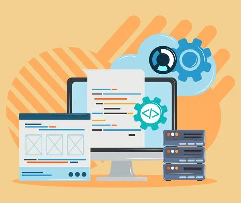 Web development and browser Stock Illustration