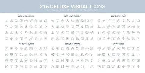 Web development and bug testing, mobile app UI, content design thinking line 스톡 일러스트