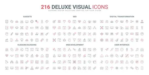 Web development and code testing, SEO, blogger and content creation line icon Stock Illustration