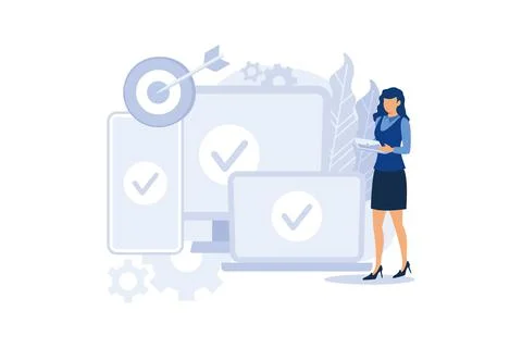 Web development and coding. Cross platform development website. Adaptive layo Stock Illustration