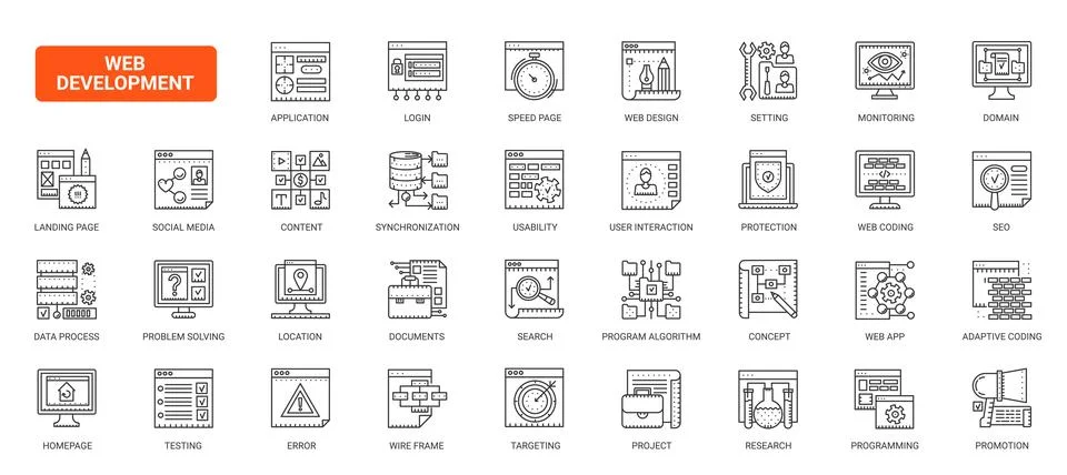 Web Development and Coding Interface Symbols icons set Stock-Illustration