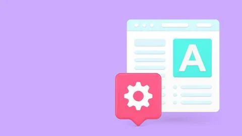 Web Development And Content Management 3d Banner Template Vector Illustration Stock Illustration