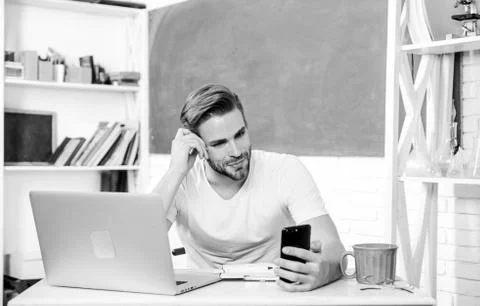 Web development and online communication. High school university. Student use Stock Photos