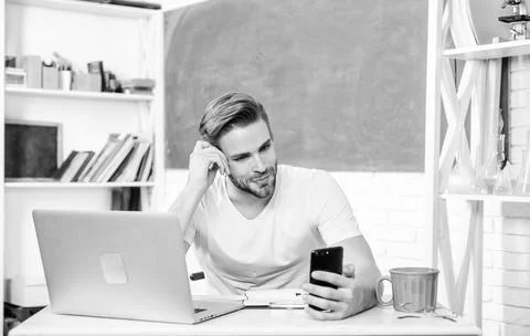 Web development and online communication. High school university. Student use Stock Photos