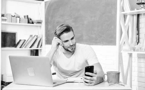 Web development and online communication. High school university. Student use Stock Photos
