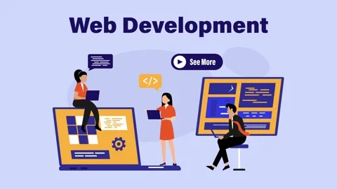 Web development and programming banner concept. Software engineering team c.. Stock Footage 337944845