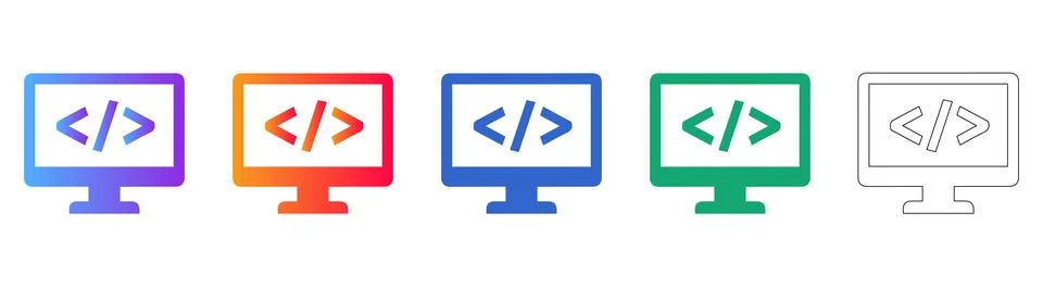 Web Development and Programming Code Icons Collection Stock Illustration