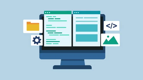 Web Development and Programming Concept 2d Animation with Alpha Matte 库存影片 334994221