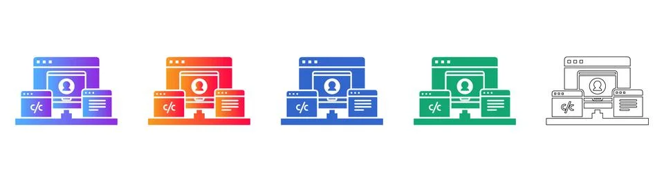 Web Development and Site Management Icons Stock Illustration
