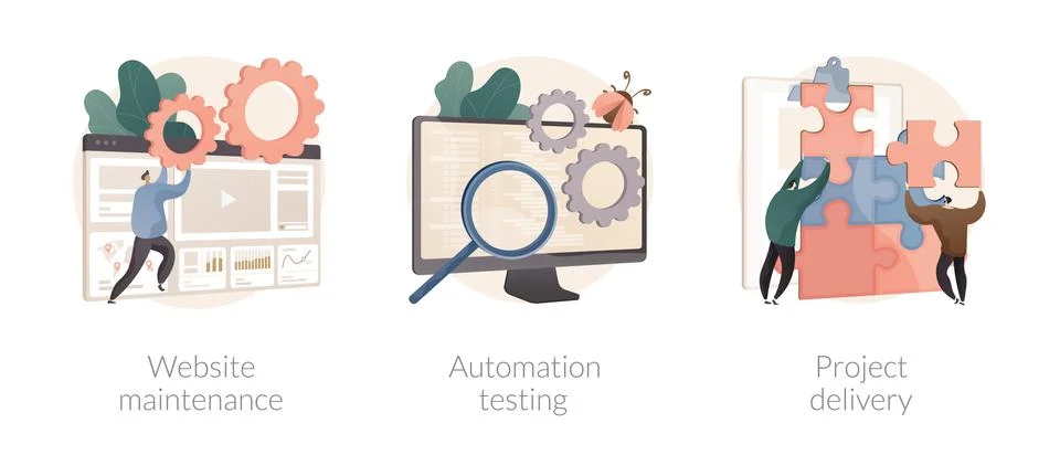 Web development and support abstract concept vector illustrations. Stock Illustration