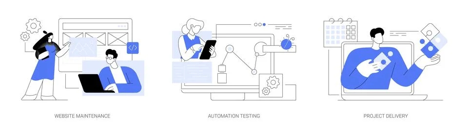 Web development and support abstract concept vector illustrations. Stock Illustration