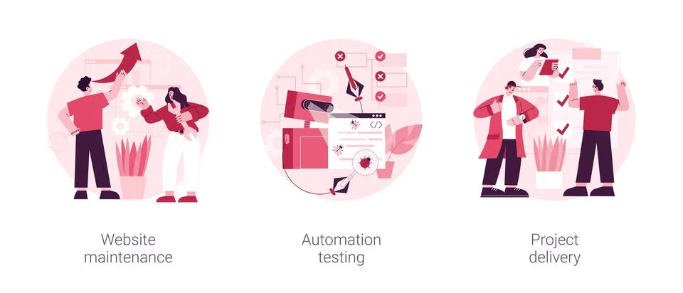 Web development and support abstract concept vector illustrations. Illustrazione stock