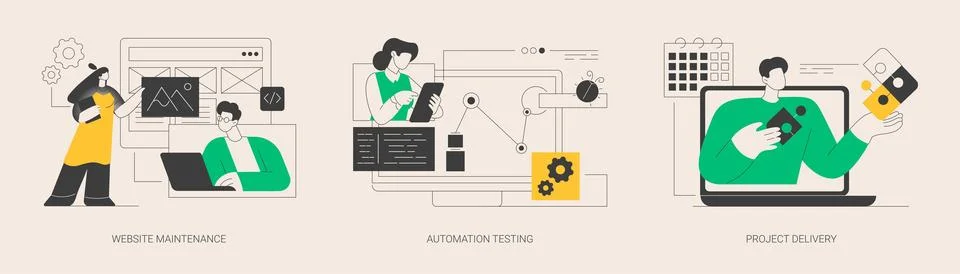 Web development and support abstract concept vector illustrations. Stock Illustration