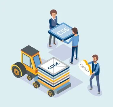 Web Development and Transport, Coding Concept Illustrazione stock