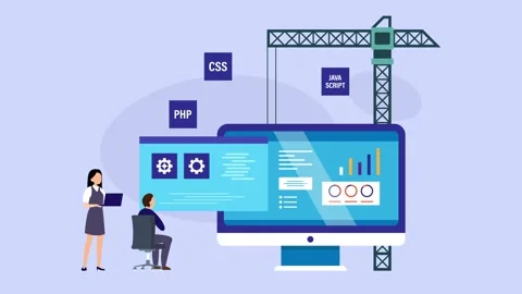 Web Development and Website Construction Concept with Software Developers c.. Video stock 337944848