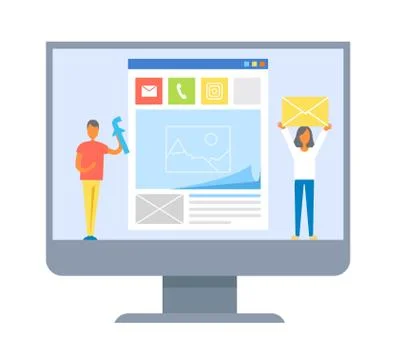 Web Development Banner Isolated on White Backdrop 库存插图