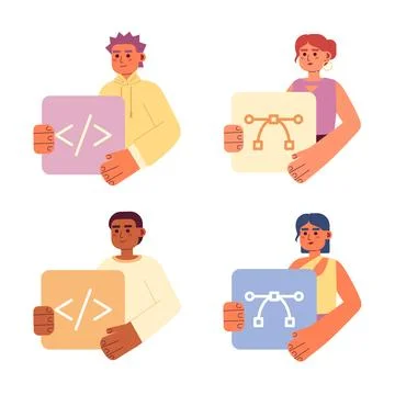 Web development careers flat concept vector spot illustration pack イラスト素材