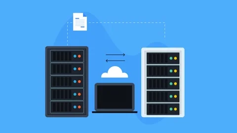 Web development, cloud server migration data transfer animation. Stock Footage 309630216