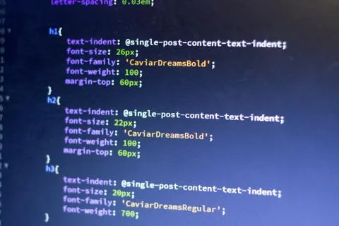 Web development code: CSS/LESS styles preprocessor script lines Stock Photos