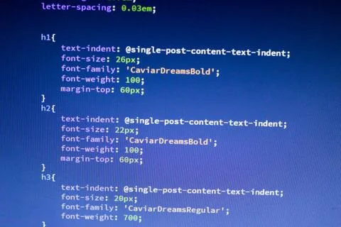 Web development code: CSS/LESS styles preprocessor script lines Stock Photos