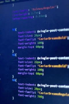 Web development code: CSS/LESS styles preprocessor script lines Stock Photos