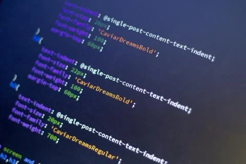 Web development code: CSS/LESS styles preprocessor script lines Stock Photos