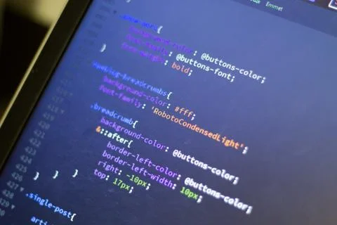 Web development code: CSS/LESS styles preprocessor script lines Stock Photos