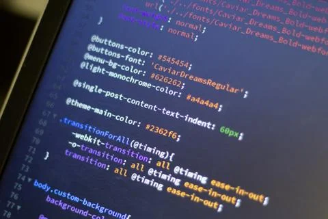 Web development code: CSS/LESS styles preprocessor script lines Stock Photos